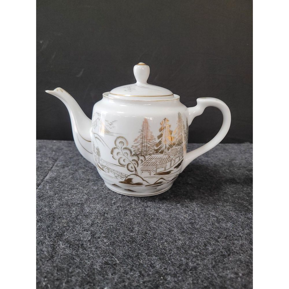 Vtg Kutani Japan Handpainted White Porcelain Gold Gilded